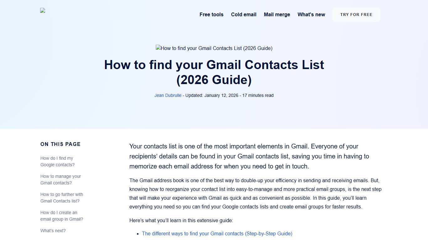 How to find your Gmail Contacts List (2026 Guide)